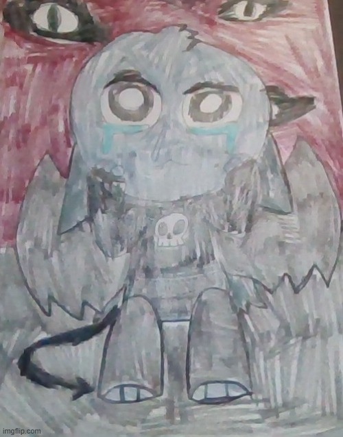 i drew gray in horror mode (poor gray) | image tagged in sprunki,gray,horror,art | made w/ Imgflip meme maker