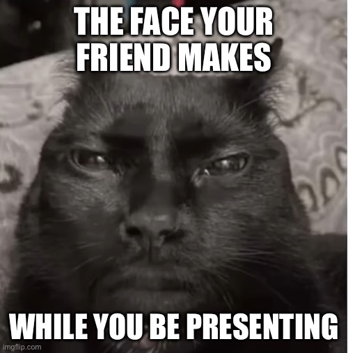 THE FACE YOUR FRIEND MAKES; WHILE YOU BE PRESENTING | image tagged in yes | made w/ Imgflip meme maker