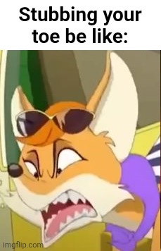 Theif Vixen/Yeou Doduk-pissed off | Stubbing your toe be like: | image tagged in theif vixen/yeou doduk-pissed off | made w/ Imgflip meme maker