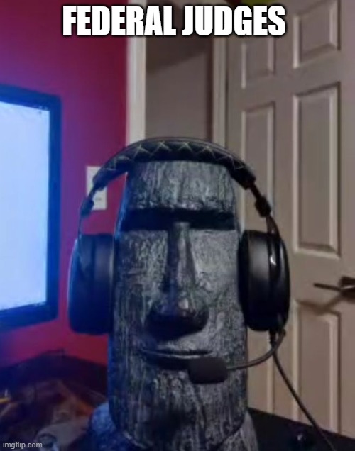Moai gaming | FEDERAL JUDGES | image tagged in moai gaming | made w/ Imgflip meme maker