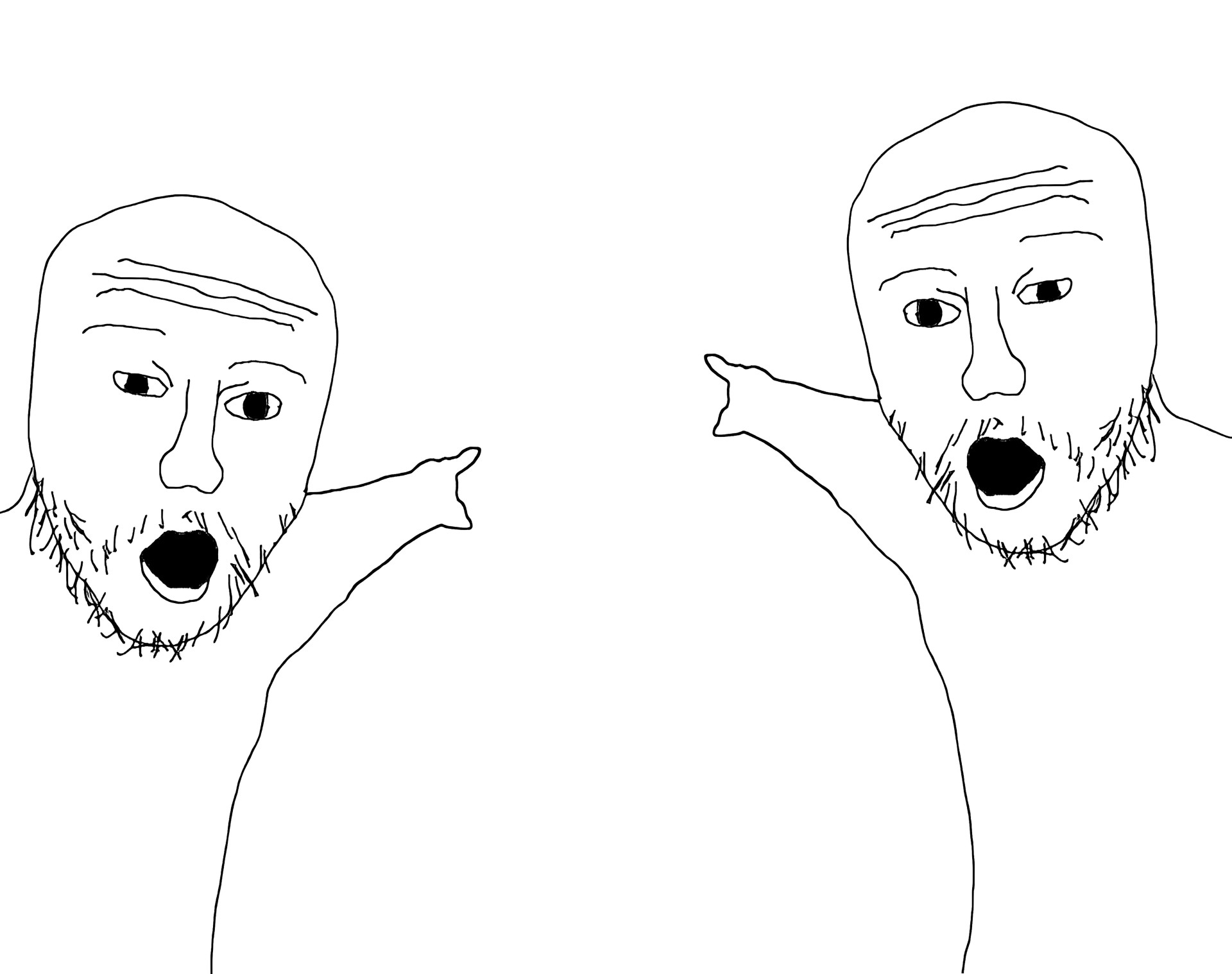 Two sides Soyjak point Blank Meme Template