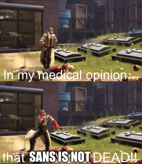 In my medical opinion, that HEAVY IS DEAD!! | SANS IS NOT | image tagged in in my medical opinion that heavy is dead | made w/ Imgflip meme maker