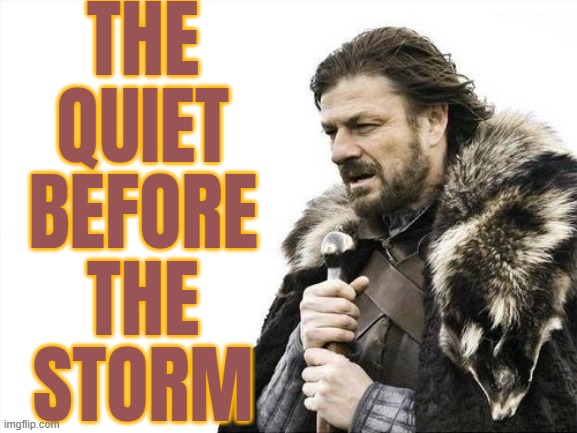 The Quiet Before The Storm | THE
QUIET
BEFORE
THE
STORM | image tagged in brace yourselves,storm,life lessons,sayings,inspirational quotes,astrology | made w/ Imgflip meme maker