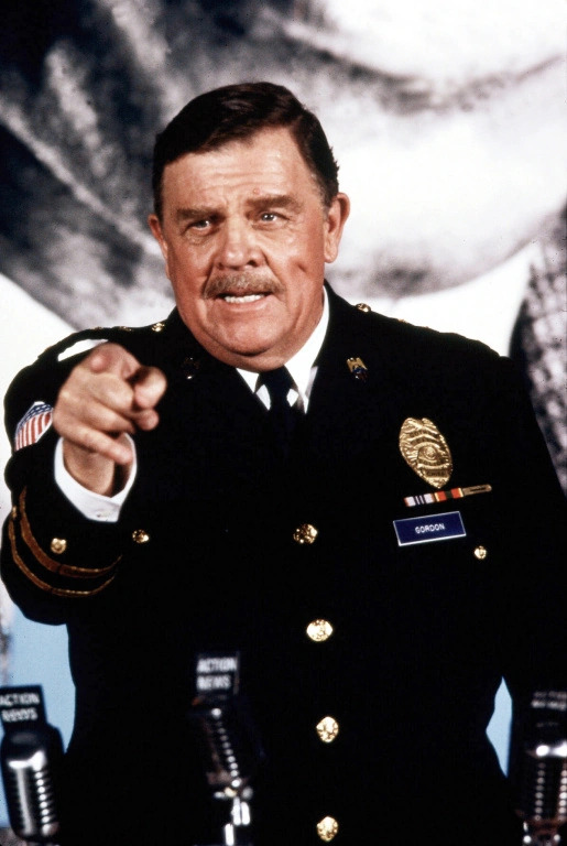 Batman (1989) Commissioner Gordon at press conference Pat Hingle Blank Meme Template
