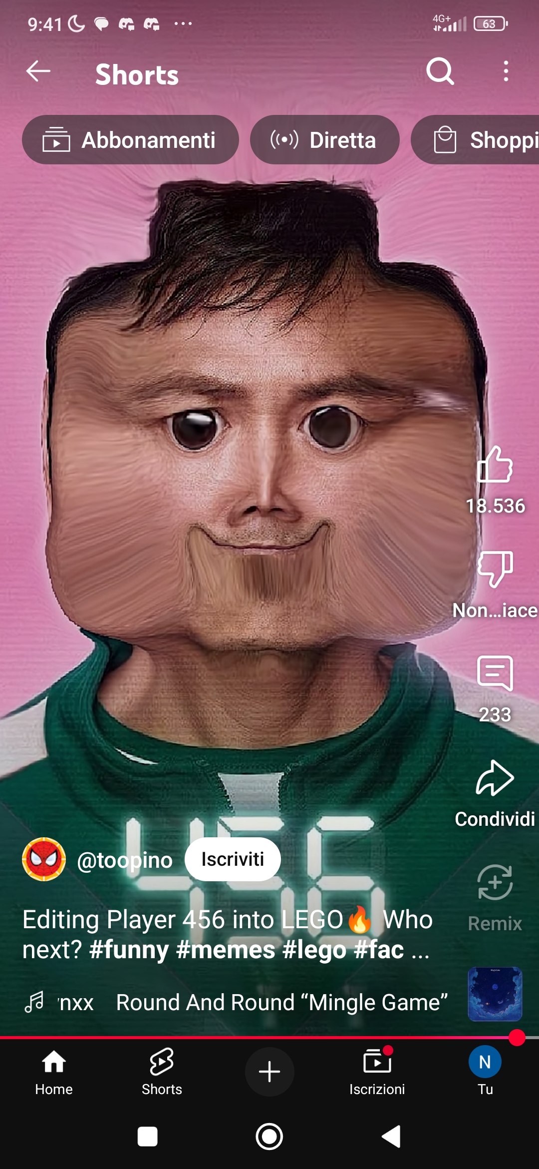 Player 456 squid game Lego face Blank Meme Template