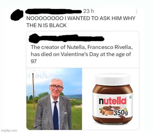 why is the n in nutella black really tho | image tagged in memes,chocolate | made w/ Imgflip meme maker