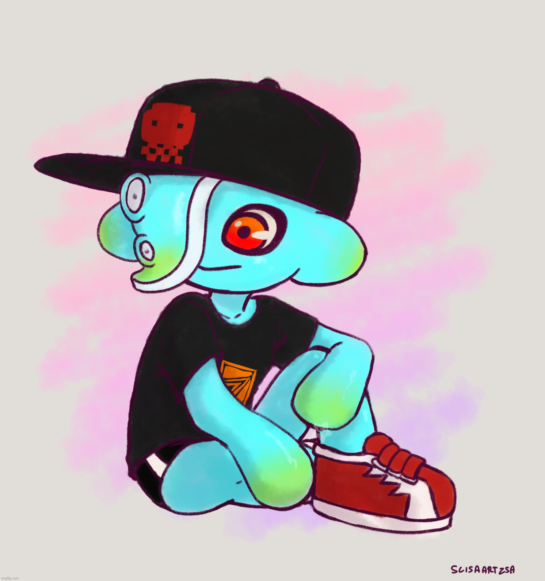 My (timeskip) splatkid, Cody! (Art by SlisaArts SA on Bluesky!) | made w/ Imgflip meme maker