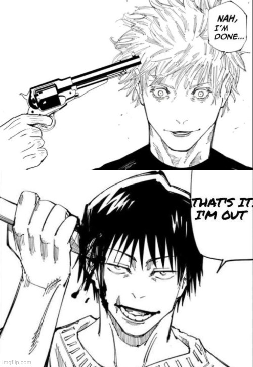 Gojo and Toji kys | image tagged in gojo and toji kys | made w/ Imgflip meme maker