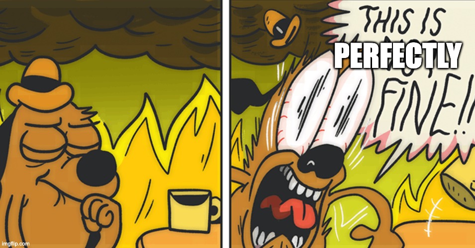 wtf | PERFECTLY | image tagged in this is not fine | made w/ Imgflip meme maker