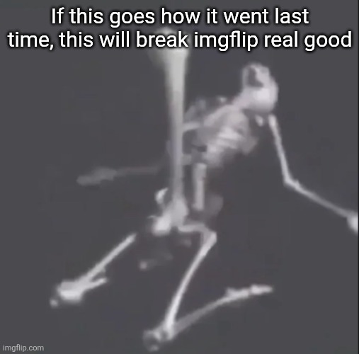 Skeleton boner | If this goes how it went last time, this will break imgflip real good | image tagged in skeleton boner | made w/ Imgflip meme maker