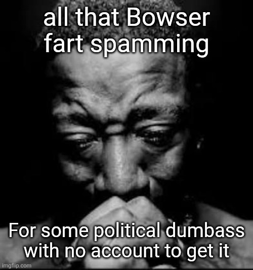 Pluh | all that Bowser fart spamming; For some political dumbass with no account to get it | image tagged in pluh | made w/ Imgflip meme maker