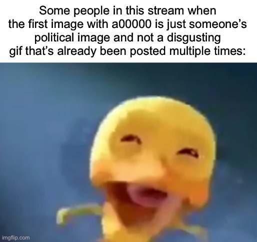 No offense, but can we please NOT get mad at someone for that? | Some people in this stream when the first image with a00000 is just someone’s political image and not a disgusting gif that’s already been posted multiple times: | made w/ Imgflip meme maker