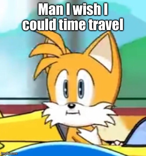 Tails hold up | Man I wish I could time travel | image tagged in tails hold up | made w/ Imgflip meme maker