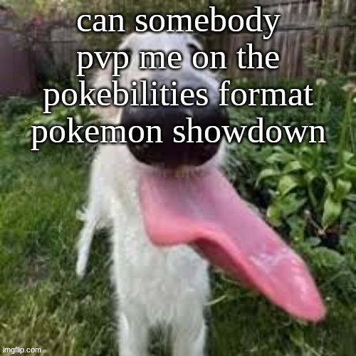 dog | can somebody pvp me on the pokebilities format pokemon showdown | image tagged in dog | made w/ Imgflip meme maker
