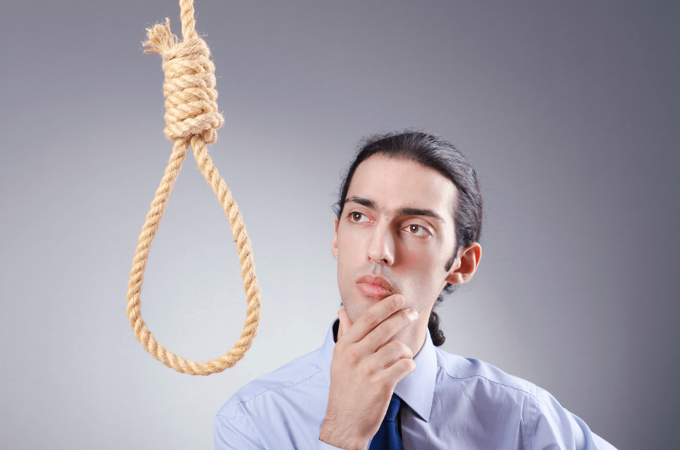Guy thinking at noose Blank Meme Template