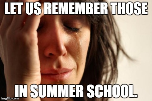 First World Problems | LET US REMEMBER THOSE IN SUMMER SCHOOL. | image tagged in memes,first world problems | made w/ Imgflip meme maker