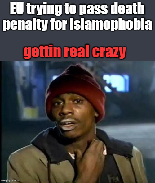 That's Weird, decapitation . I've read about that type of thing coming. What about Christainphobia? | EU trying to pass death penalty for islamophobia; gettin real crazy | image tagged in memes,y'all got any more of that | made w/ Imgflip meme maker