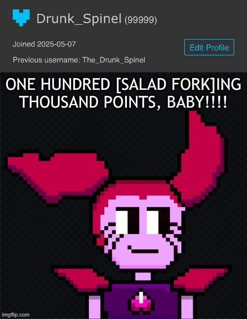 LET’S [SALAD FORK]ING GO! | ONE HUNDRED [SALAD FORK]ING THOUSAND POINTS, BABY!!!! | image tagged in spinel seraphim undertale,yuuka of topic,blue archive | made w/ Imgflip meme maker