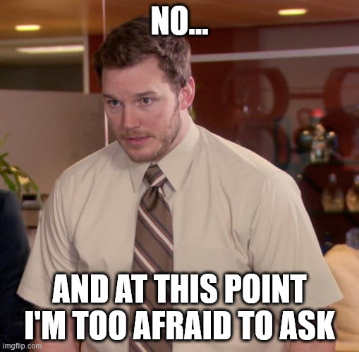 Afraid To Ask Andy Meme | NO... AND AT THIS POINT I'M TOO AFRAID TO ASK | image tagged in memes,afraid to ask andy | made w/ Imgflip meme maker