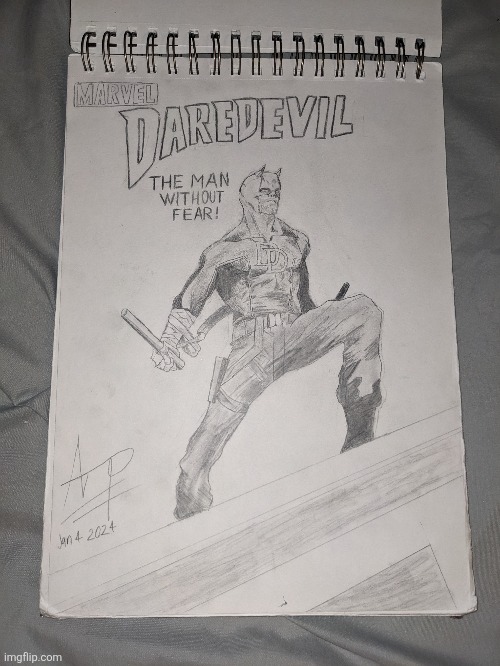 I found one of my old drawings of daredevil | image tagged in daredevil,marvel | made w/ Imgflip meme maker