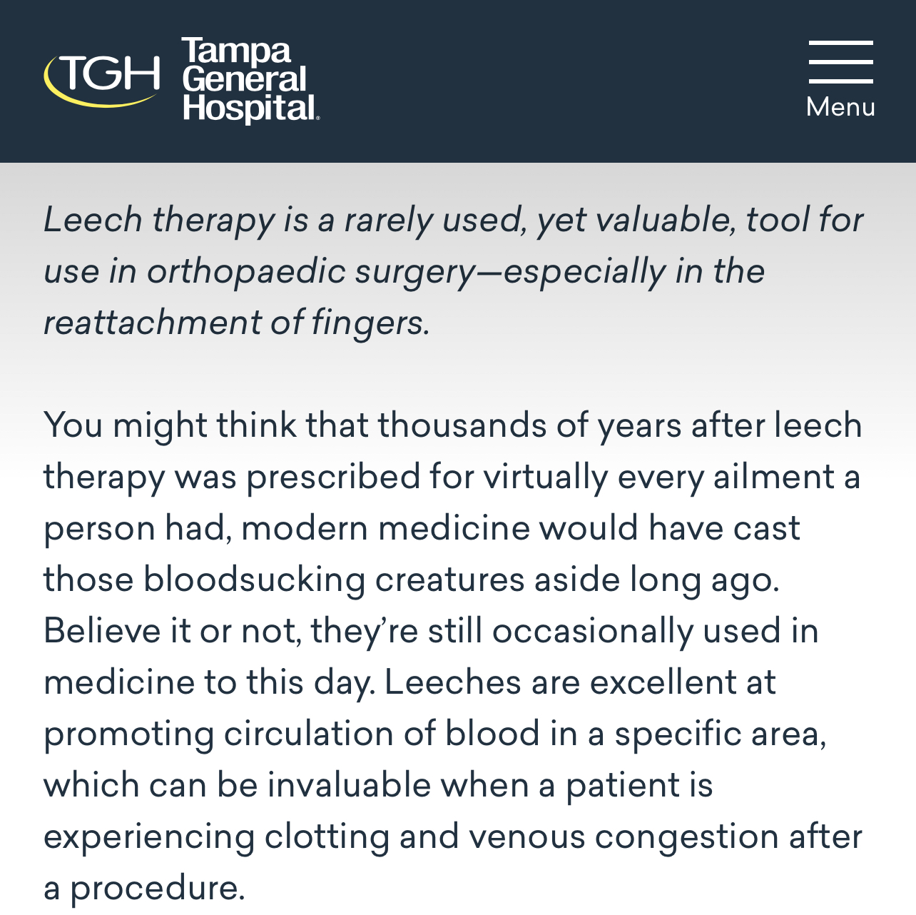Tampa General Hospital Leech Facts Blank Meme Template