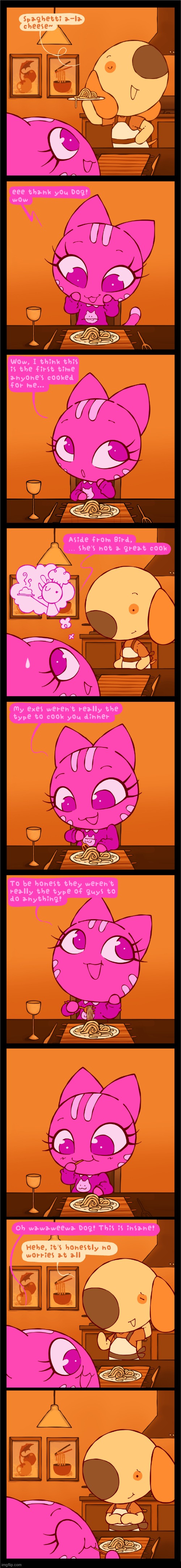 image tagged in cat,dog,spaghetti,bird,exes,cooking | made w/ Imgflip meme maker