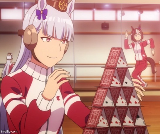 she so talented | image tagged in gold ship house of cards,umamusume,uma musume,gold ship | made w/ Imgflip meme maker