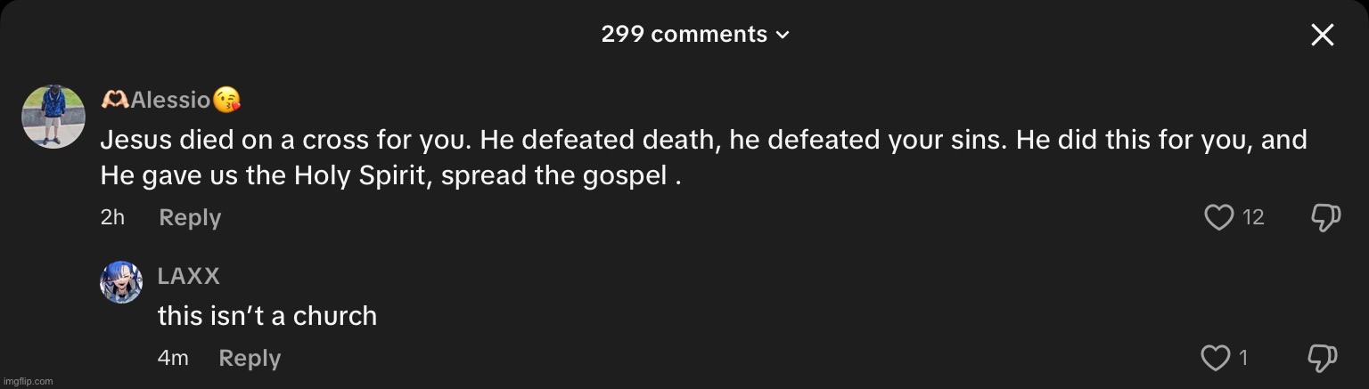 This isn’t a church | image tagged in tiktok,tiktok comments | made w/ Imgflip meme maker