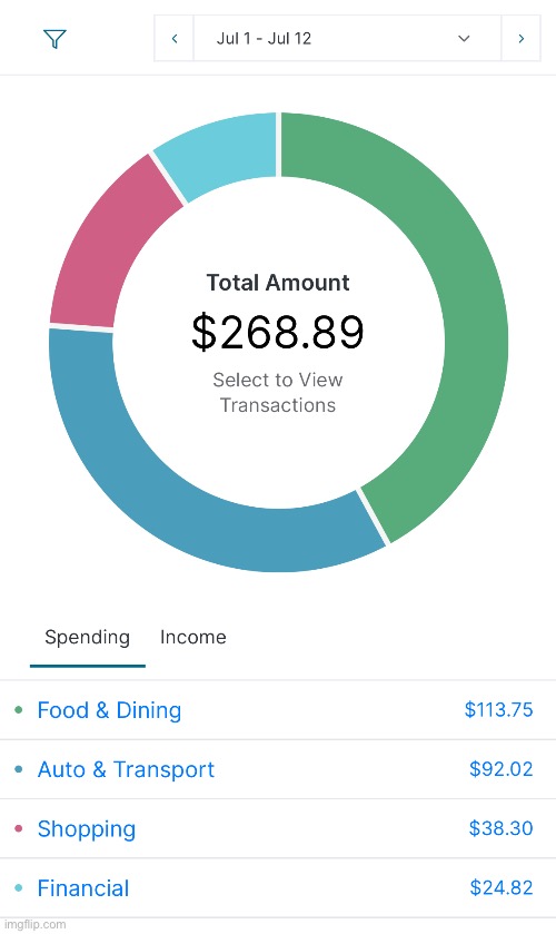 My July spending snapshot because why not | made w/ Imgflip meme maker