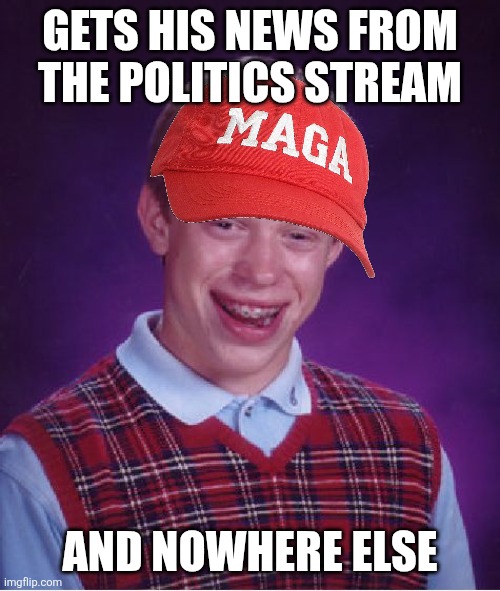 So Dan Bongino might step down. I wonder why? | GETS HIS NEWS FROM THE POLITICS STREAM; AND NOWHERE ELSE | image tagged in memes,bad luck brian | made w/ Imgflip meme maker