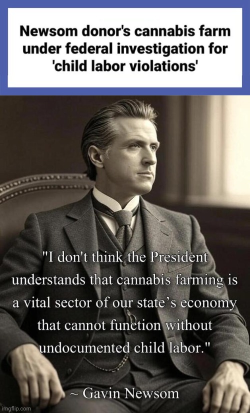 Gavin Newsom slave labor enthusiast | image tagged in gavin,slaves,crooked | made w/ Imgflip meme maker