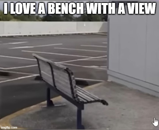 Poor Bench | I LOVE A BENCH WITH A VIEW | image tagged in you had one job | made w/ Imgflip meme maker
