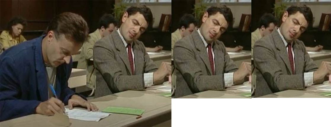 Mr Bean Copying x3 Blank Meme Template