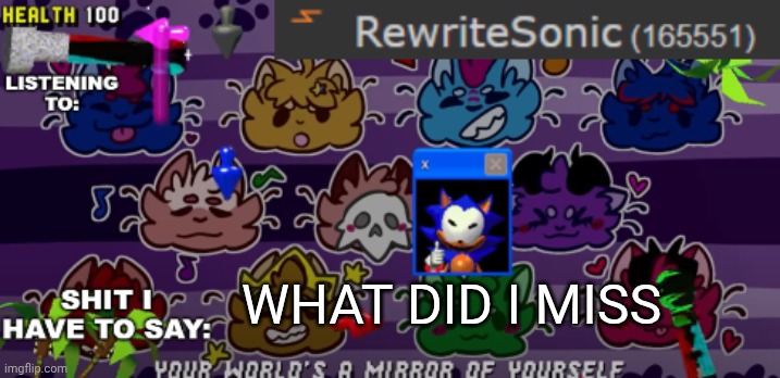 new rewrite annoucement temp | WHAT DID I MISS | image tagged in new rewrite annoucement temp | made w/ Imgflip meme maker