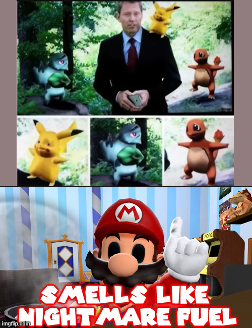 CBS evening news did a story on pokemon go and unleashed these unto the world, the rest is history | image tagged in mario smells the nightmare fuel,pokemon | made w/ Imgflip meme maker