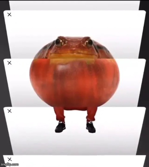 Frog with tomato body and shoes | made w/ Imgflip meme maker