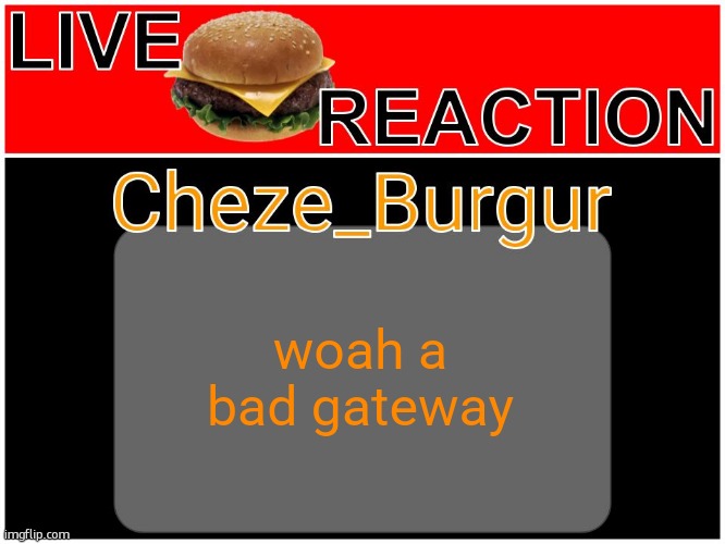 Cheze Reworked/Revamped Temp | woah a bad gateway | image tagged in cheze reworked/revamped temp | made w/ Imgflip meme maker