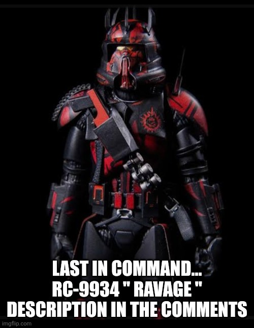 LAST IN COMMAND... RC-9934 " RAVAGE " DESCRIPTION IN THE COMMENTS | made w/ Imgflip meme maker
