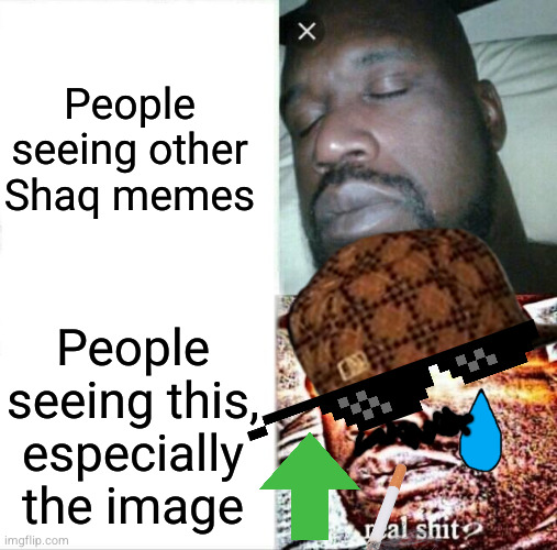 WE STEALIN ART FOR JAIL WITH THIS ONE | People seeing other Shaq memes; People seeing this, especially the image | image tagged in memes,sleeping shaq | made w/ Imgflip meme maker