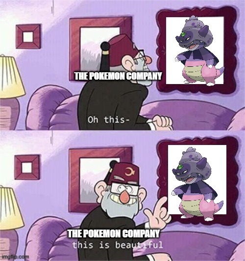 Galarian slowking be like | THE POKEMON COMPANY; THE POKEMON COMPANY | image tagged in oh this this beautiful blank template | made w/ Imgflip meme maker