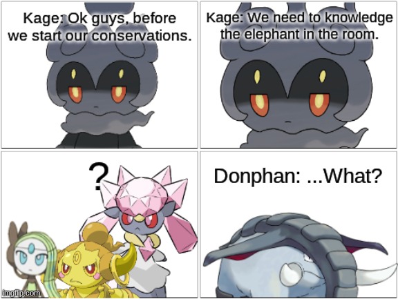 Elephant in the room.mp3 | image tagged in comic,kage,melody,kessho,chip,the 4 mythicals | made w/ Imgflip meme maker