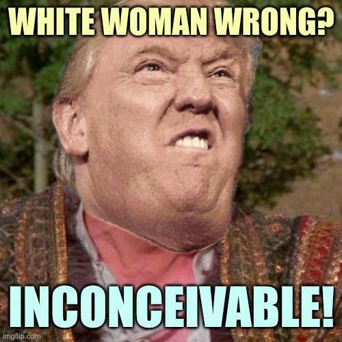Pam Bondi | WHITE WOMAN WRONG? INCONCEIVABLE! | image tagged in inconceivable vizzini,memes | made w/ Imgflip meme maker