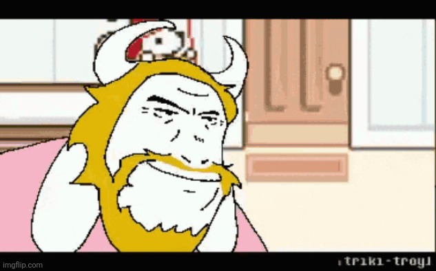Asgore runs over Dess | image tagged in asgore runs over dess | made w/ Imgflip meme maker