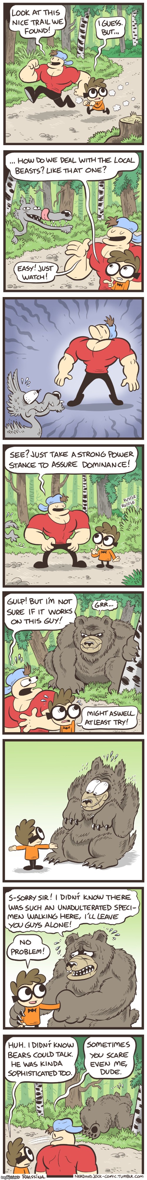 image tagged in nerd,jock,forest,wolf,bear,t pose | made w/ Imgflip meme maker