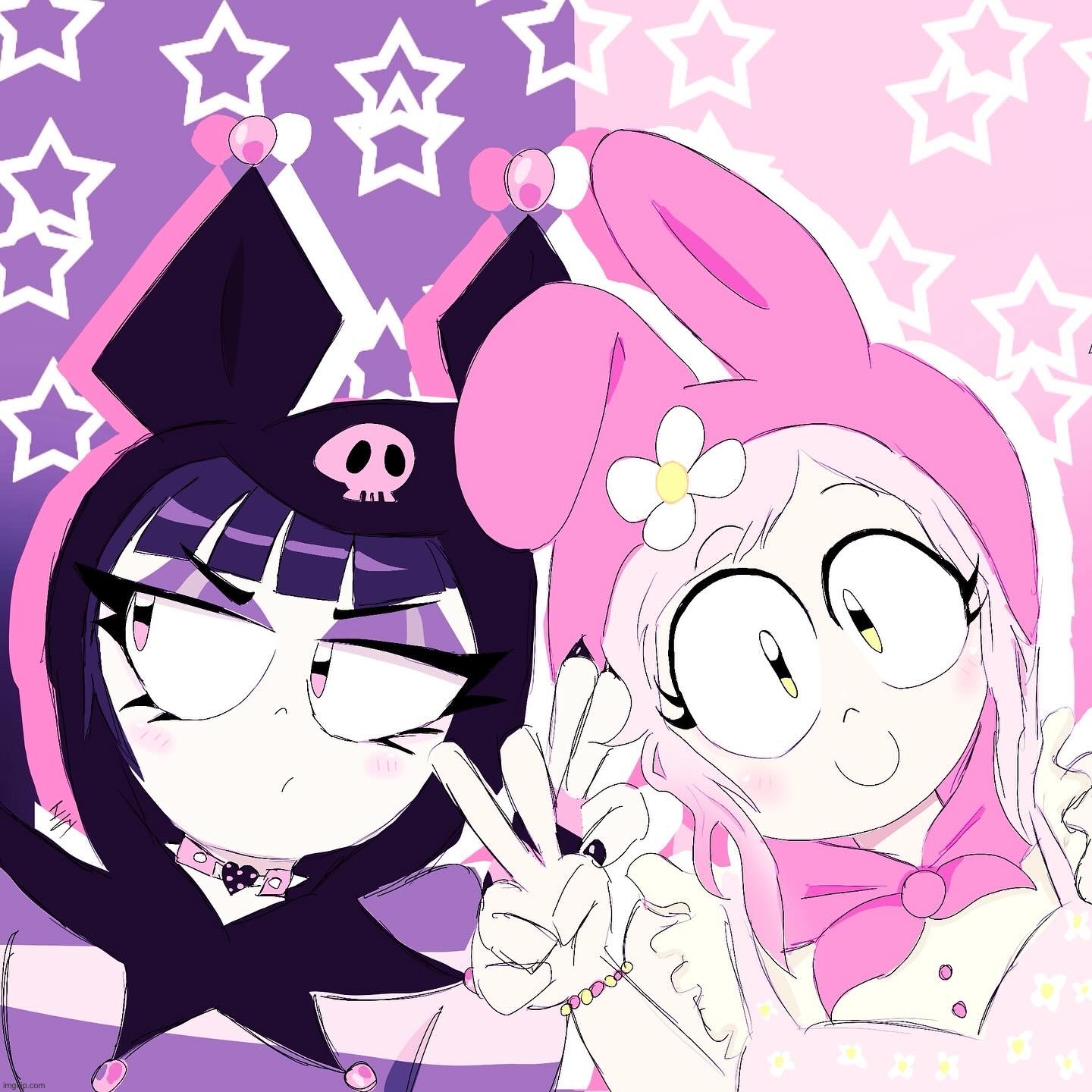 Matching kuromi and melody pfps | made w/ Imgflip meme maker
