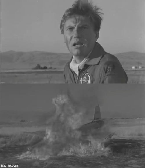 Crashed Fighter Pilot | image tagged in crash,fighter jet,pilot | made w/ Imgflip meme maker