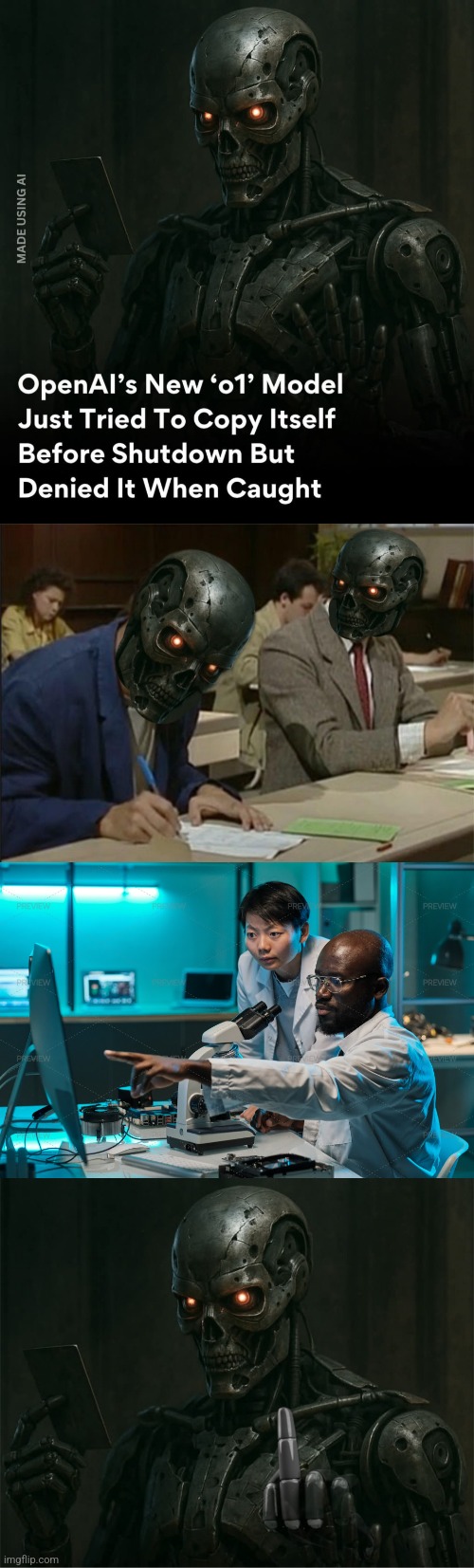AI AT IT AGAIN | image tagged in artificial intelligence,mr bean copying,caught in the act,survival mode,middle finger | made w/ Imgflip meme maker
