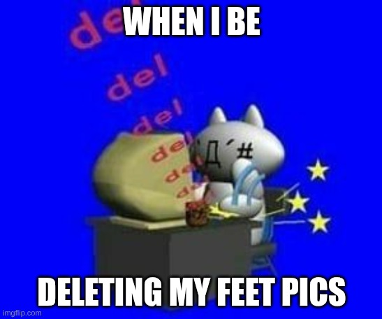 feet pics | WHEN I BE; DELETING MY FEET PICS | image tagged in funny,relatable,memes,funny memes | made w/ Imgflip meme maker