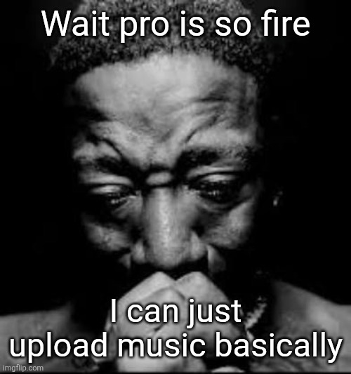 Pluh | Wait pro is so fire; I can just upload music basically | image tagged in pluh | made w/ Imgflip meme maker