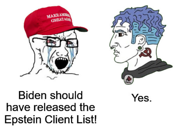 Release The List! | image tagged in republicans,leftists,joe biden,donald trump,jeffrey epstein,current events | made w/ Imgflip meme maker